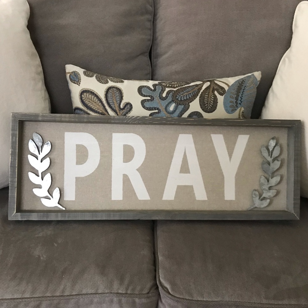 PRAY Lined Rustic Frame Plaque